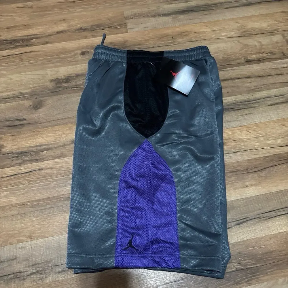 Jordan Court Fit Silky Dazzle Shiny Grey Purple Baggy Vintage 395410-064 Shorts